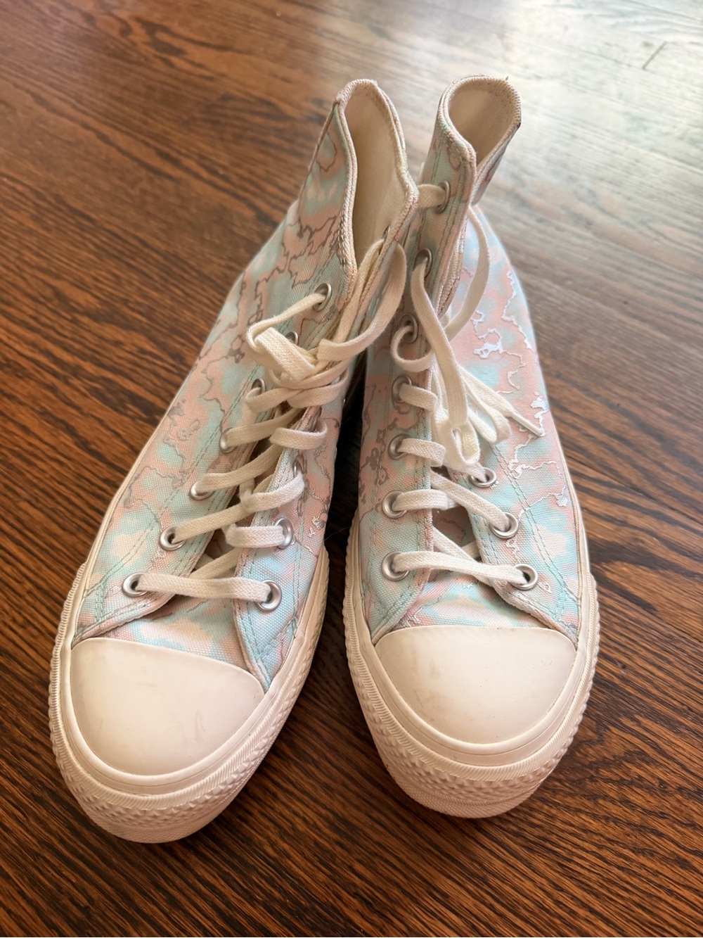 Converse High-Top Sneakers in Pastel Pink and Mint